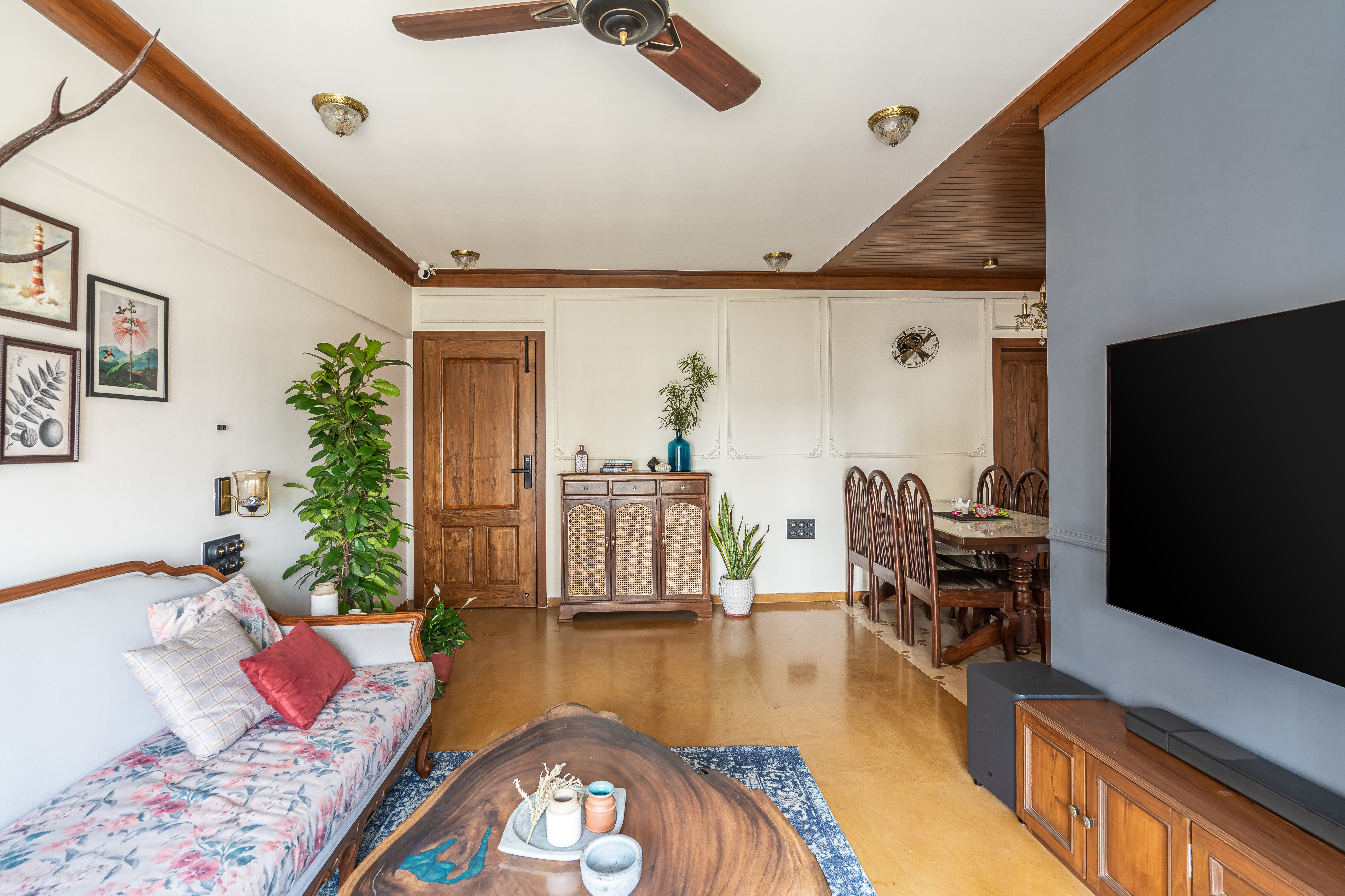 Sangath — Living Room Colonial Interior Design Powai Mumbai by Rebel Dezignz